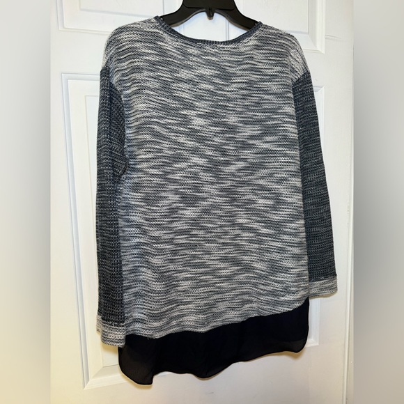 Two By Vince Camuto 2 In 1 Sweater Navy Silver & White Tweed Medium Preppy - Picture 6 of 8